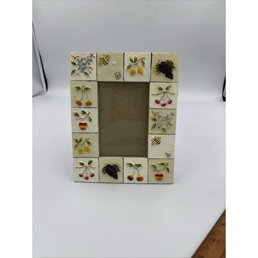 Vintage Fruit Floral Bee Tile Art 6x7 Picture‎ Frame 3x5 Picture No Glass Rd